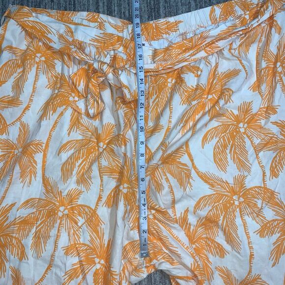 Future Collective Women's Size 4X Plus White Linen Blend Tropical Casual Pants - Picture 9 of 9